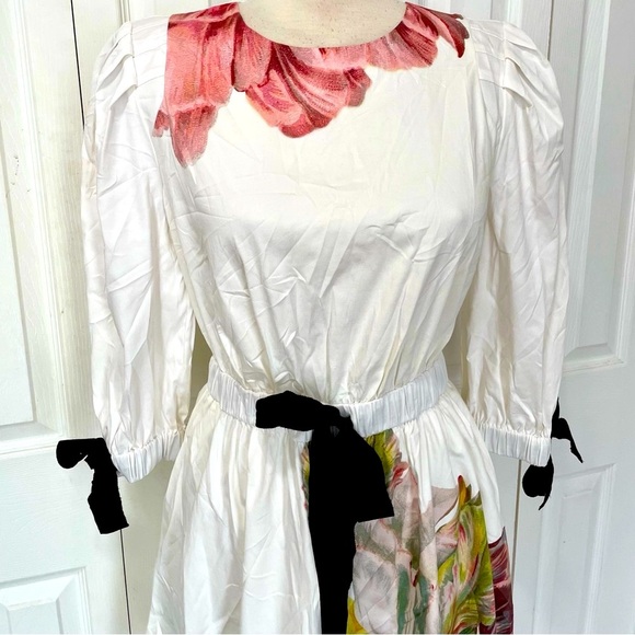 NWT Ted Baker White Dress Tuleela Tranquility Aline Dres, Gold Zipper Size 8 - Picture 5 of 14